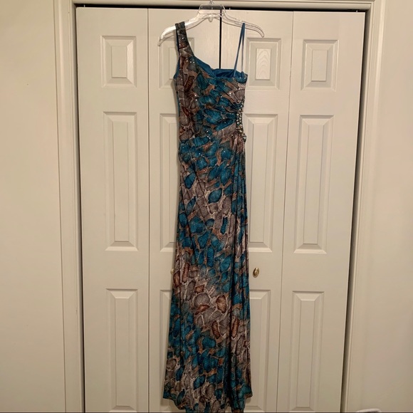 One Strap Snakeskin Prom Dress - Picture 3 of 6